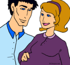 Dibujo Padre y madre pintado por embarazada 