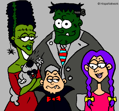 Dibujo Familia de monstruos pintado por taqueria