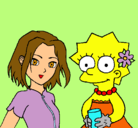 Dibujo Sakura y Lisa pintado por evil