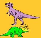 Dibujo Triceratops y tiranosaurios rex pintado por YuukiKarin
