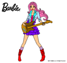Dibujo Barbie guitarrista pintado por martilla