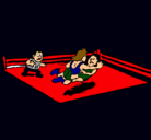 Dibujo Lucha en el ring pintado por pedp