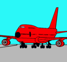 Dibujo Avión en pista pintado por vuelo 