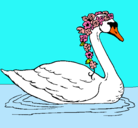 Dibujo Cisne con flores pintado por cisne