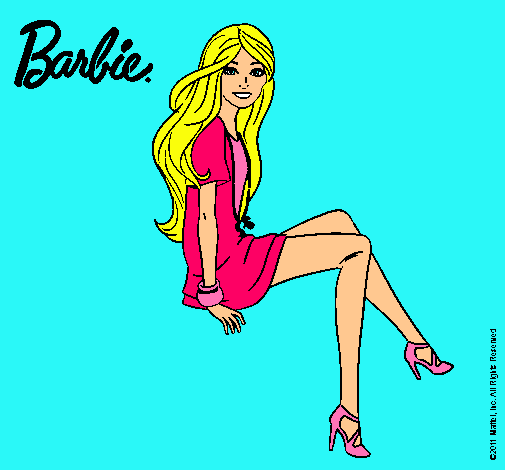 Dibujo Barbie sentada pintado por VALERIS