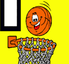 Dibujo Pelota y canasta pintado por basketball