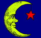 Dibujo Luna y estrella pintado por CALCETINES