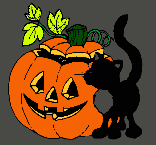 Calabaza y gato