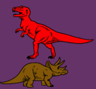 Dibujo Triceratops y tiranosaurios rex pintado por jonder