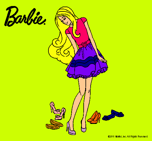 Dibujo Barbie y su colección de zapatos pintado por antonela