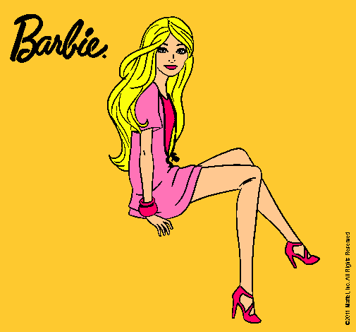 Dibujo Barbie sentada pintado por rochy
