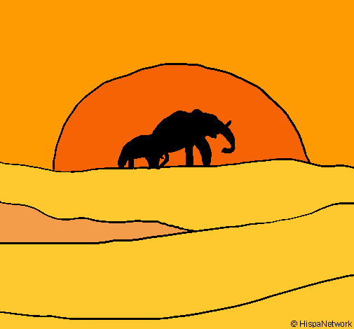 Elefante en el amanecer