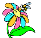 Dibujo Margarita con abeja pintado por musicaa