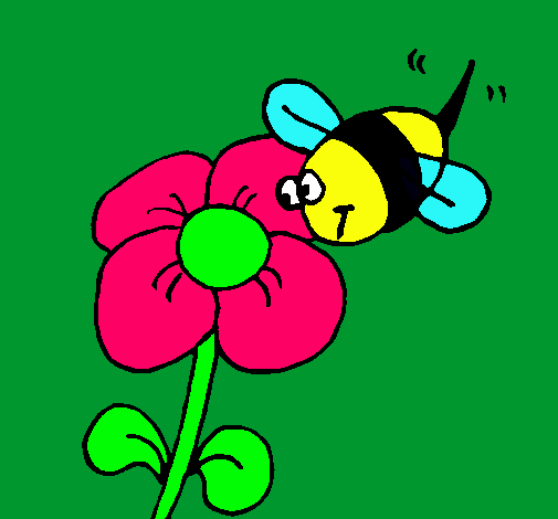 Abeja y flor