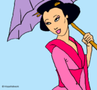 Dibujo Geisha con paraguas pintado por bellasawn