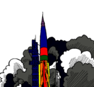 Dibujo Lanzamiento cohete pintado por cometa