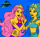 Dibujo Barbie se despiede de la reina sirena pintado por vidrerenca
