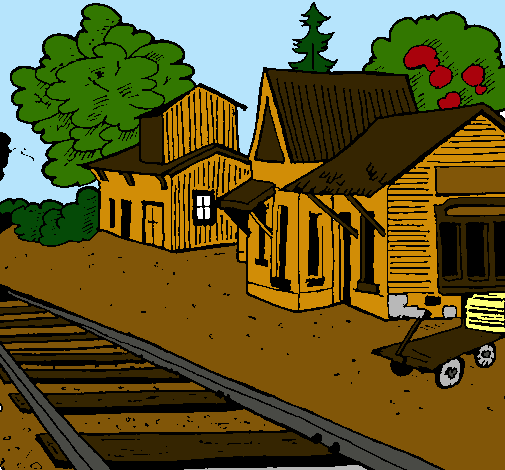 Dibujo Estación de tren pintado por JuaniKapo