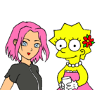 Dibujo Sakura y Lisa pintado por mmnn