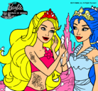 Dibujo Barbie se despiede de la reina sirena pintado por mnbvc