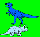 Dibujo Triceratops y tiranosaurios rex pintado por dinosours