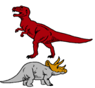 Dibujo Triceratops y tiranosaurios rex pintado por yyeyye76ye