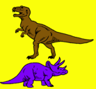 Dibujo Triceratops y tiranosaurios rex pintado por kachorro
