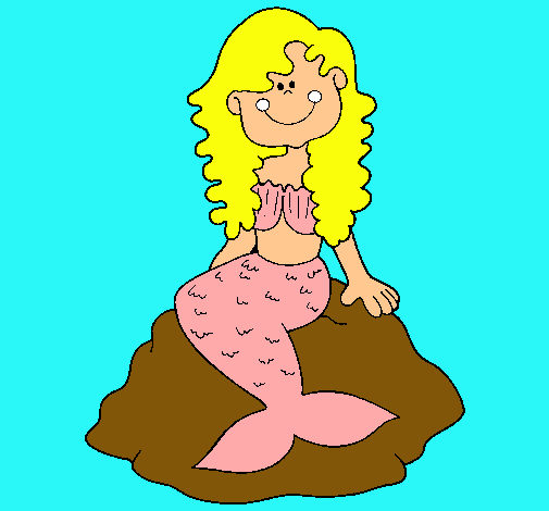 Dibujo Sirena sentada en una roca pintado por elisabe