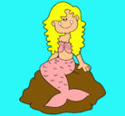 Dibujo Sirena sentada en una roca pintado por elisabe