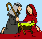 Dibujo Adoran al niño Jesús pintado por Laida