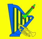 Dibujo Arpa, flauta y trompeta pintado por zxmvnihgjkio