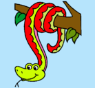 Dibujo Serpiente colgada de un árbol pintado por Looo