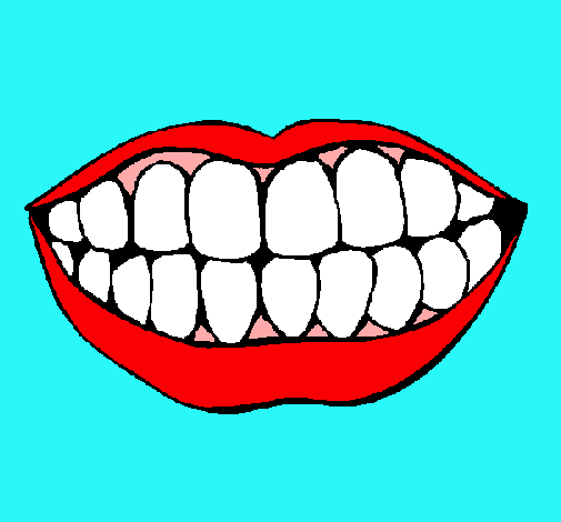 Dibujo Boca y dientes pintado por carloty