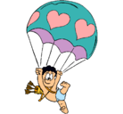 Dibujo Cupido en paracaídas pintado por Cupido