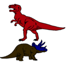 Dibujo Triceratops y tiranosaurios rex pintado por hsgvf
