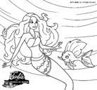 Dibujo Barbie sirena con su amiga pez pintado por jaherreracampos