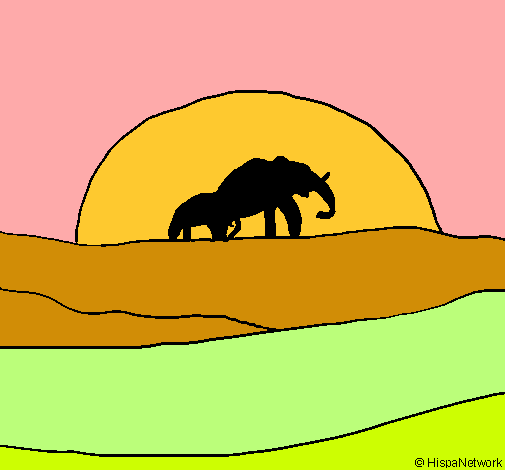 Elefante en el amanecer