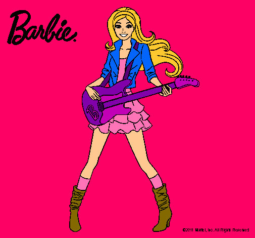 Dibujo Barbie guitarrista pintado por eliana