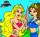 Dibujo Barbie se despiede de la reina sirena pintado por blanca7
