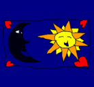 Dibujo Sol y luna 2 pintado por seila