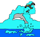 Dibujo Delfín y gaviota pintado por kakelineeeee