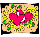 Dibujo Corazones y flores pintado por enamorados