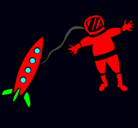 Dibujo Cohete y astronauta pintado por yaolt