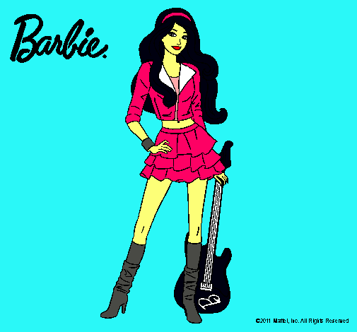 Dibujo Barbie rockera pintado por carloty
