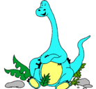 Dibujo Diplodocus sentado pintado por braquiosauri
