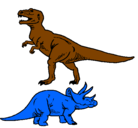 Dibujo Triceratops y tiranosaurios rex pintado por hallo