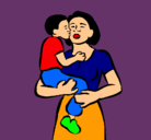Dibujo Beso maternal pintado por saritita