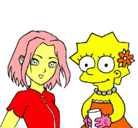 Dibujo Sakura y Lisa pintado por mijael