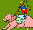 Dibujo Mono y cerdo pintado por dtrdd