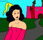 Dibujo Princesa y castillo pintado por brendaaaaaaa